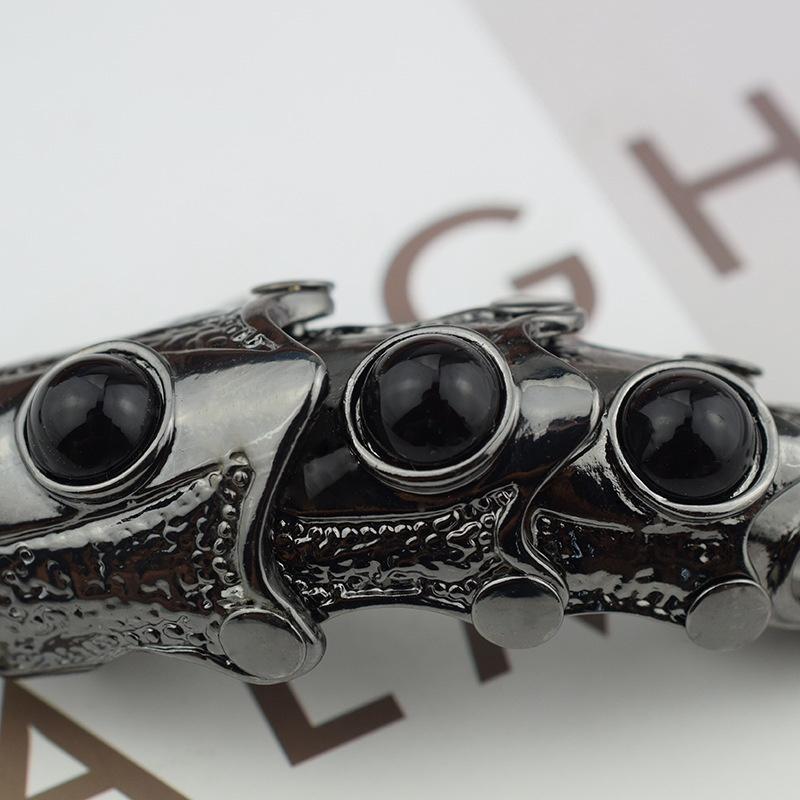 Vintage Punk Svart Skjelett Fingerring For Kvinner Drageklo Knokkelrustning Gotisk Bevegelige Leddringer Smykketilbehør