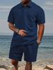 Men's Jacquard Polo Set Summer Thin Plaid Short Sleeve Casual Sports Outfit