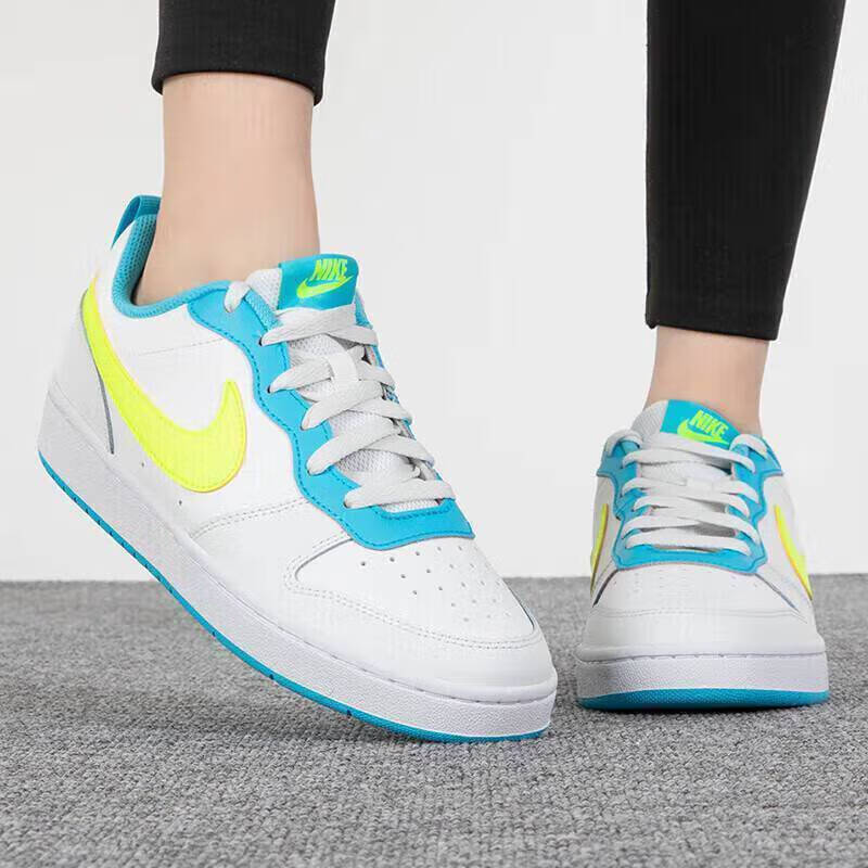 New Nike Court Borough Low 2 GS 'White Baltic Blue Volt' BQ5448-122