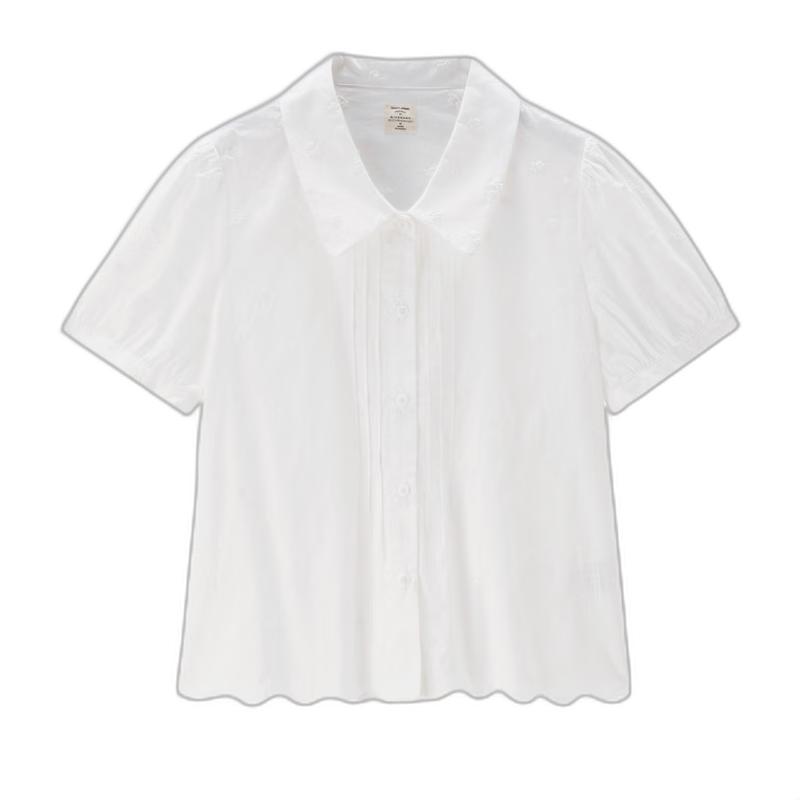 

Giordano Women s Pure Cotton Puff Sleeve Jacquard Shirt M