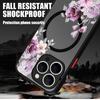 Purple Peony Print Magnetic Phone Case For iPhone 15 16 14 Pro Max 16 PLus 13 12 Pro 11 For Magsafe Wireless Charge  Hard Cover