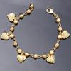 Elegant Heart Charm Hand Chain Heart-shaped Bell Multi Bead Cuban Chain  Daily