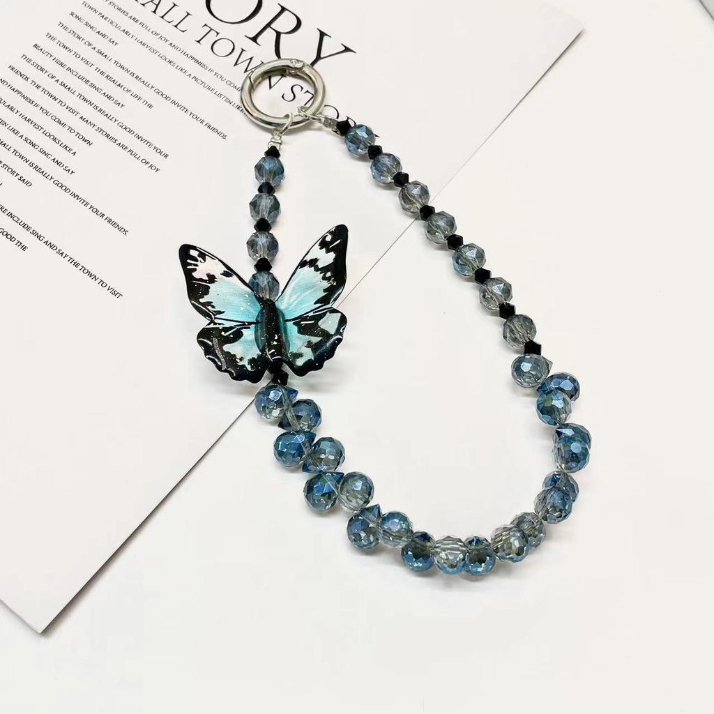 New Chinese Butterfly Mobile Phone Chain Niche Design Beaded Bag Pendant Xiaoxiangfeng Lanyard