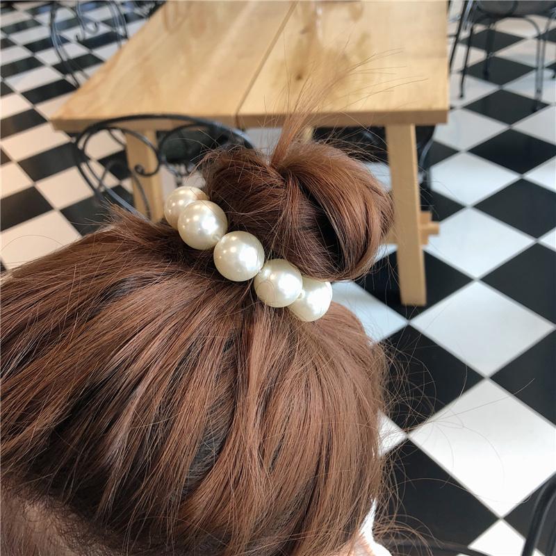Ruoshui Woman Big Pearl Hair Ties  Korean Style Hairband Scrunchies Girls Ponytail Holders Rubber Band Hair Accessories