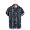 Vintage Button Up Shirt Man 3d Map Printed Short Sleeve Hawaiian Shirt Lapel Men's Clothing Casual Fashion Tops