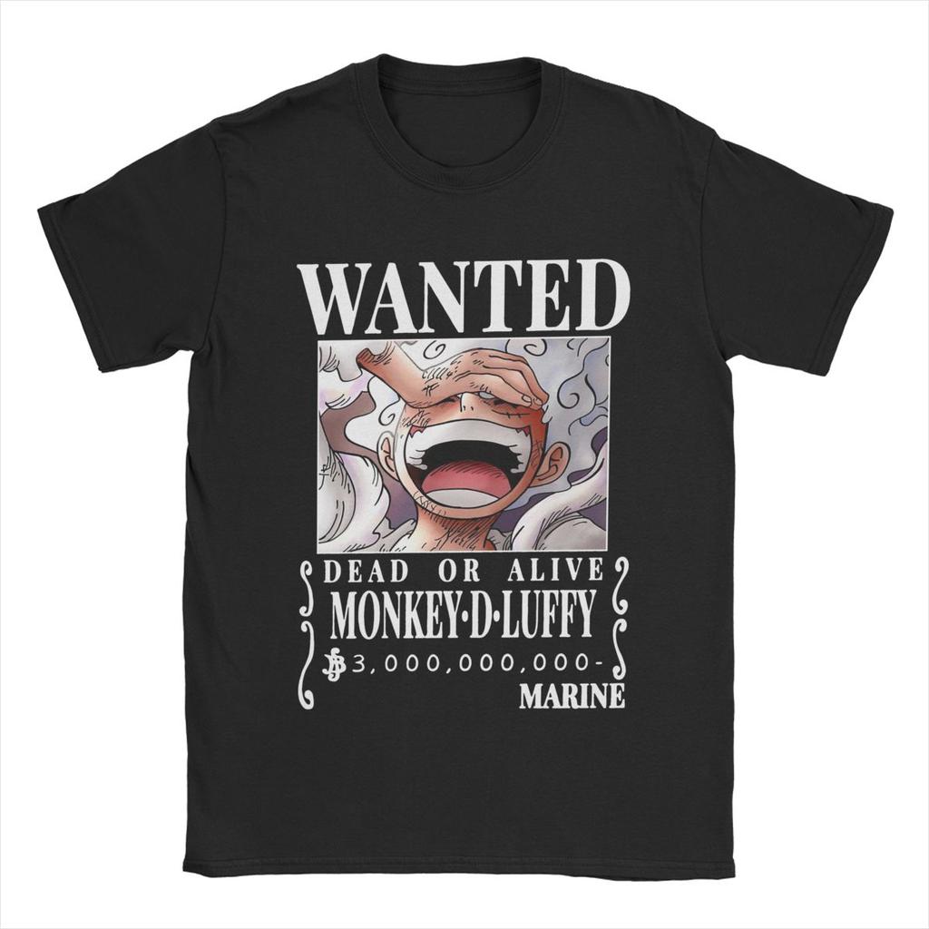 One Piece Luffy Wanted Bounty Nika Gear 5 4th Yonko TShirt Unisex Cotton Tops Funny Crewneck Short Sleeve