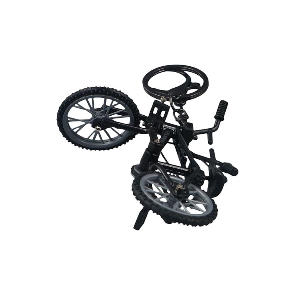 Rotatable Wheel and Handlebars Mini Bike Keyring Creative Cycling Bag Hanging Couple