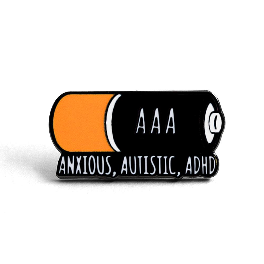 Anxiety ADHD Autism Badge: Creative Mental Health Brooch Accessory