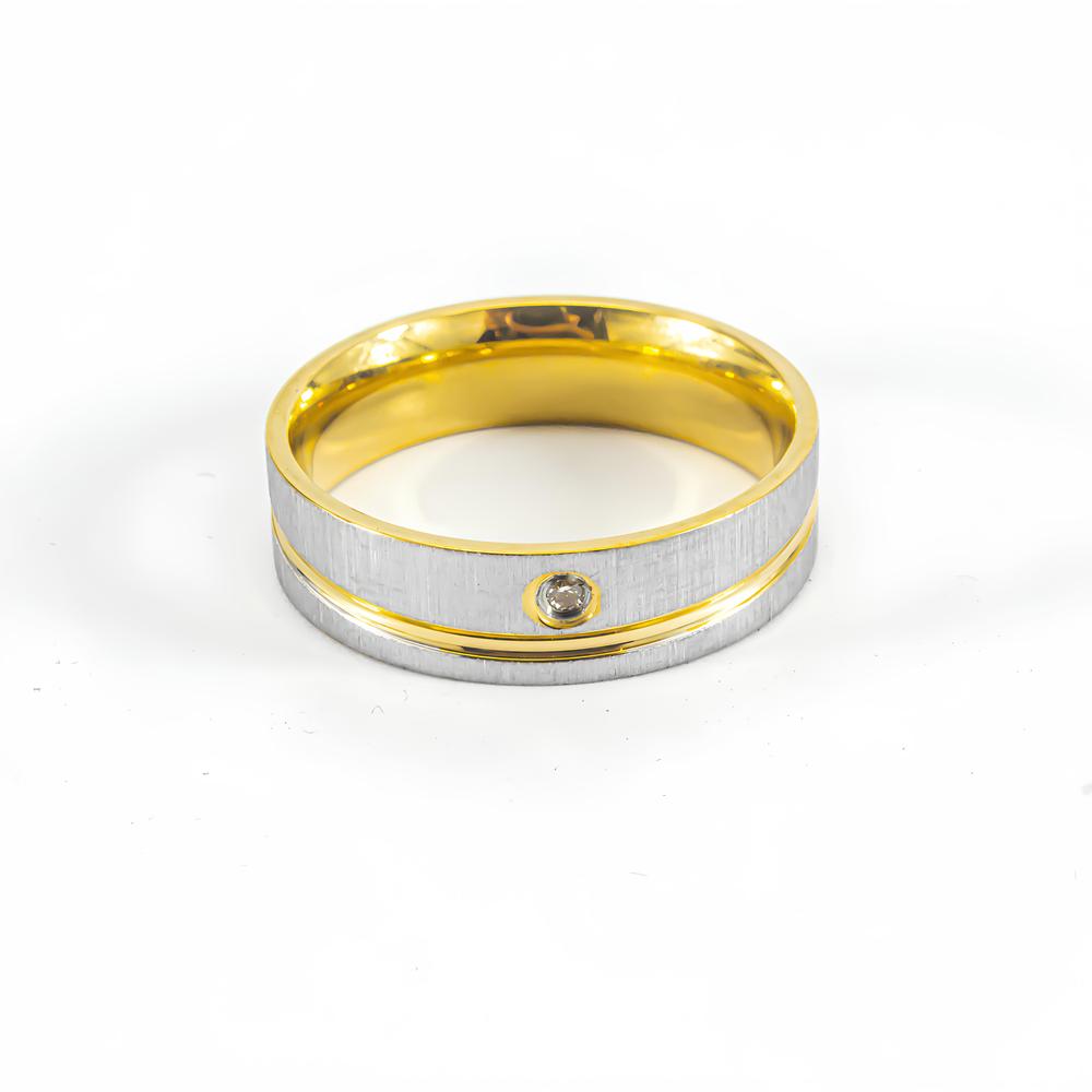 8mm Titanium Steel Couple Rings Gold Plated Zirconia Wedding Bands Simple Creative Valentine Gift Factory Direct