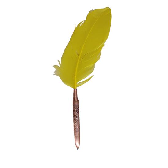@ Beautiful unique Antique Copper Ball Pen With Yellow Feather M101 Zr660-60%Off