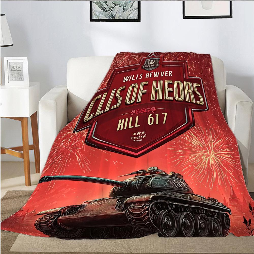 Roter Hintergrund Tank-Thema Flanell-Druckdecke geeignet für alle Jahreszeiten geeignet für Wohnzimmer Büro Sofa und Reise