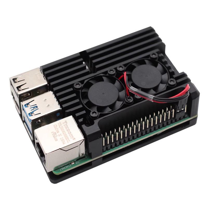 Raspberry Pi 4 Model B Aluminum Alloy Dual-Fan Heatsink Case