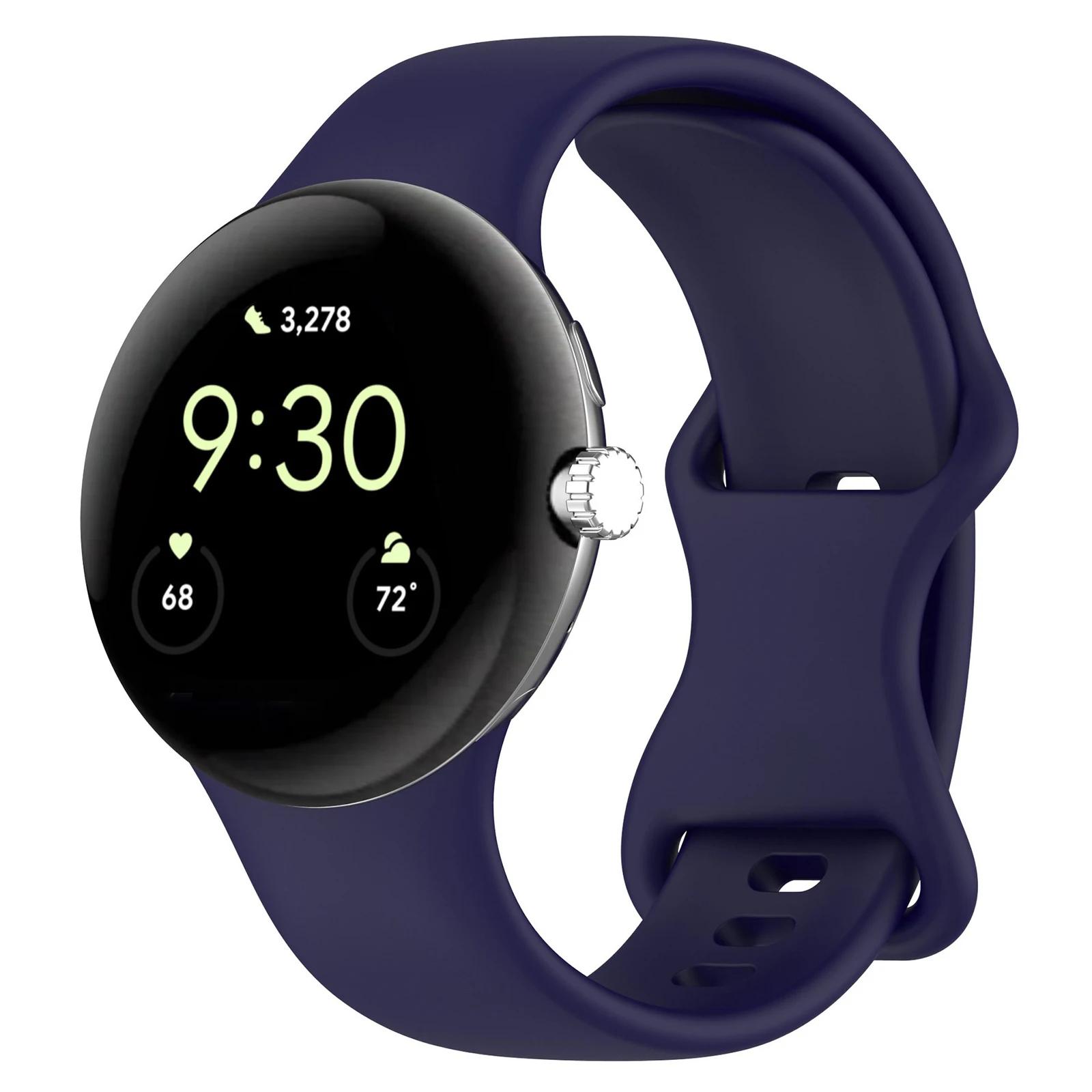 

Soft Silicone Strap for Google Pixel Watch 4 3 45mm 41mm Official original replaceable wristband for Google Pixel Watch 3/2 Band Pixel Watch 3 41mm midnight синього кольору