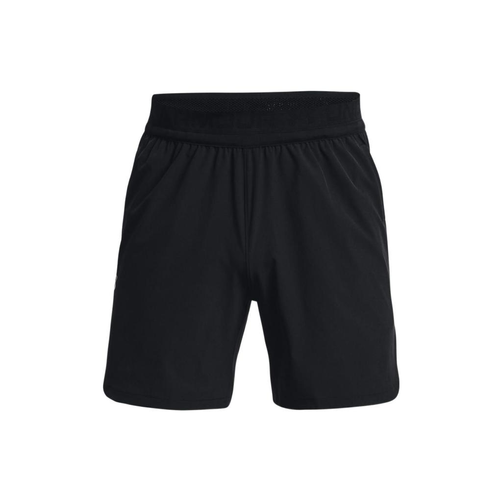 Under Armour Logo Print Elastic Solid Color Mid-Waist Loose Woven Drawstring Shorts Men Bottoms Black 1376782-001