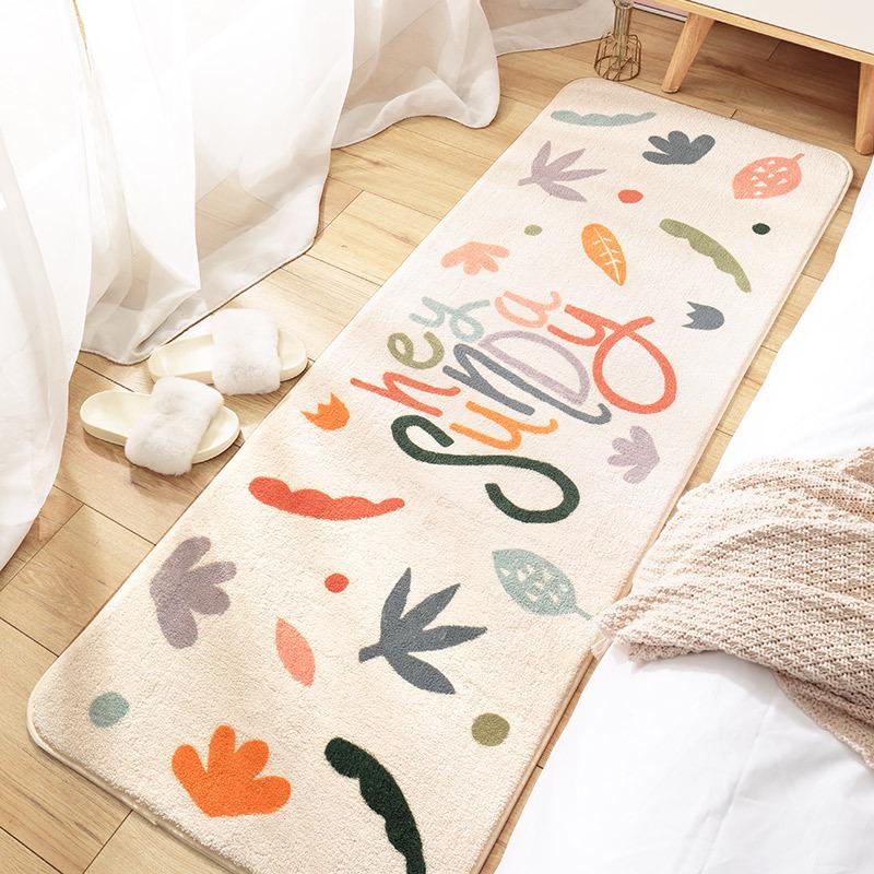 Scandinavian Ins Style Indoor Carpet Faux Cashmere Bedroom Living Room Carpet Full Laying Non-slip Sofaj Foot Mat