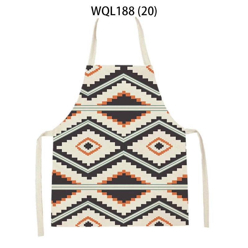 Retro Geometry Print Kitchen Apron for Woman Man Bohemia Linen Baking Aprons Adult Kids Cooking Apron Cleaning Tools Tablier