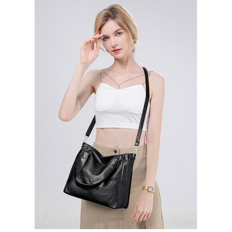 Vintage Leather Shoulder Crossbody Bag Tote Structured Leather Tote Bag with Adjustable Strap Women's Shoulder Bag for Daily Use