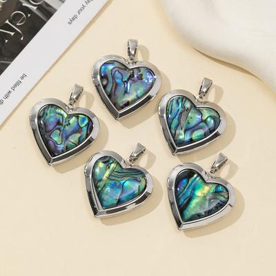 1Pc, Natural Abalone Shell Heart Pendant Charms for DIY Necklace Earrings Hanging Accessories, Jewelry Making, St. Patrick's Day, Mother's Day Gifts