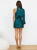 2024 Spring Women's Satin One-Shoulder Mini Dress with Long Sleeves