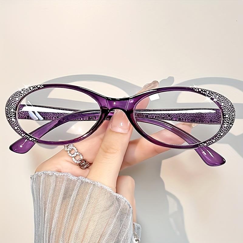 Elegant Rhinestone Cat Eye Reading Glasses for Women - Fashionable Blue Light Blocking Readers with Sparkling Rhinestones