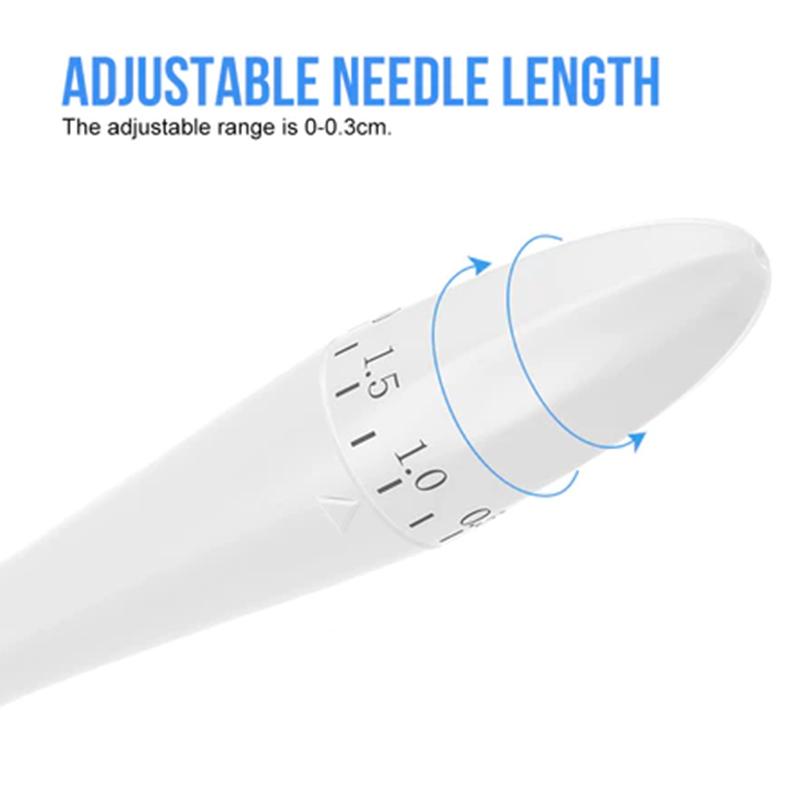 140A 0.25Mm Derma Stamp Microneedling Face Roller Massager Adjustable Titanium Needle Length Skincare Beard Growth Scalp Hair