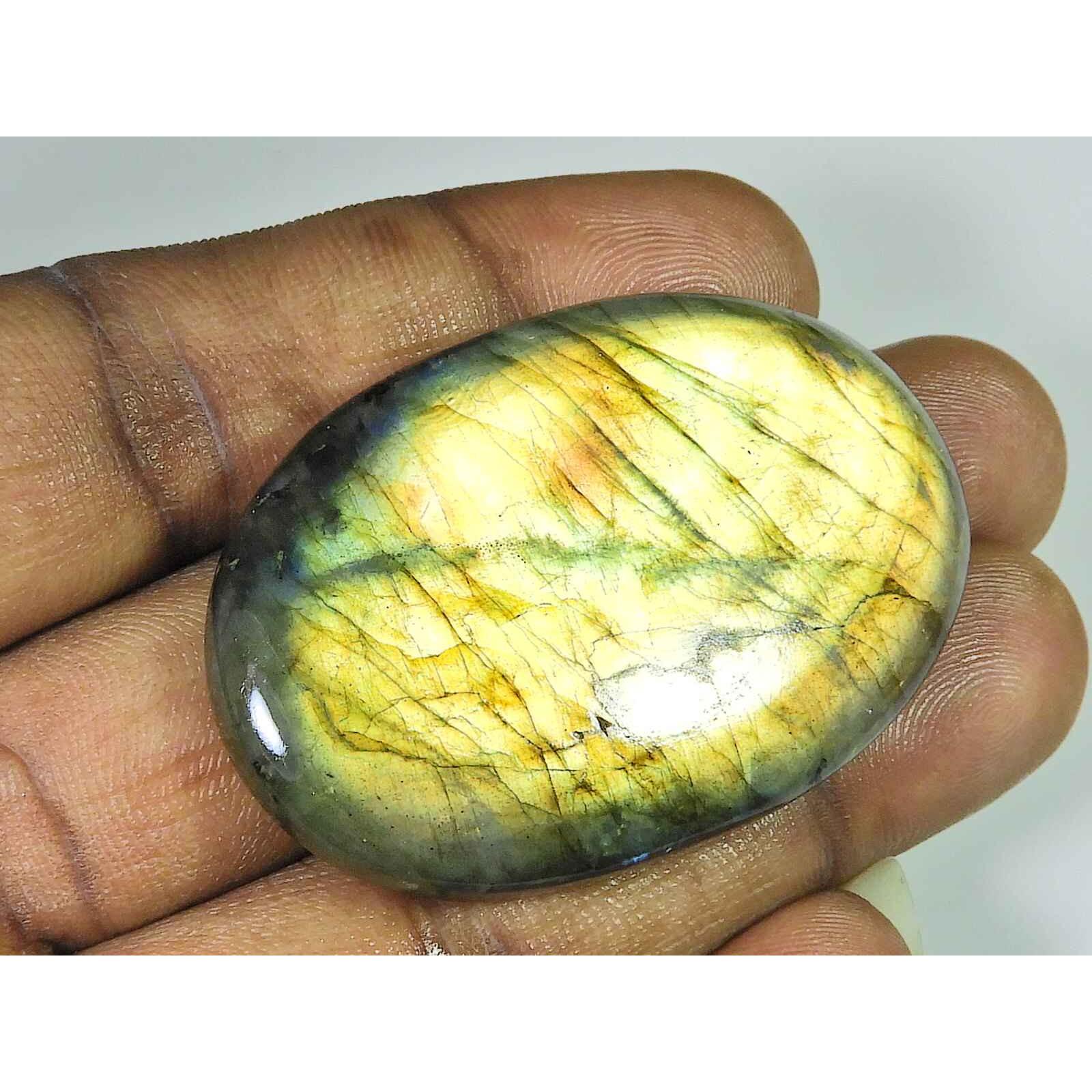 

133Cts. Natural Labradorite Oval Crystal Cabochon loose Gemstone 33X51MM SK-1959