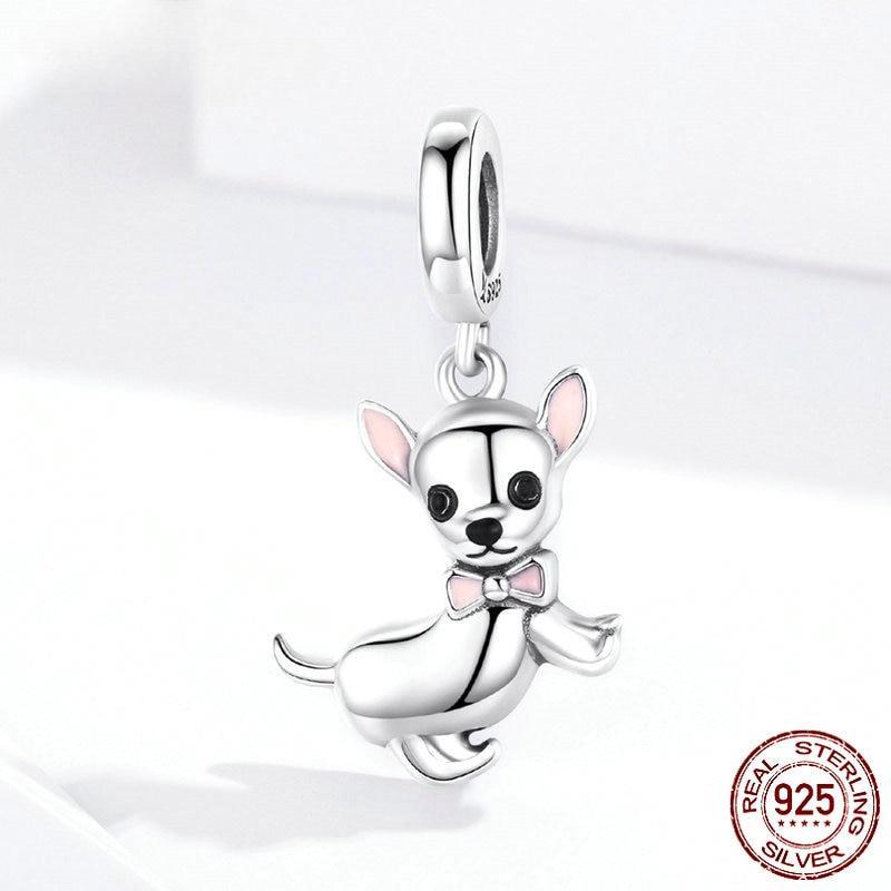 Zirconia Color Sterling Cane Animaletto Cane Cane Bulldog Perline Adatte Braccialetto da Polso Originale Ciondolo Gioielli Fai da Te Braccialetto da Polso alla Moda