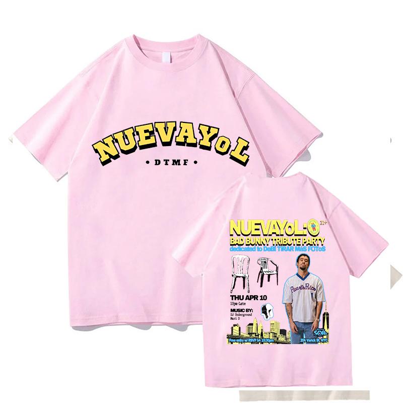 BAD BUNNY NUEVAYoL T-shirt a Manica Corta in Cotone T-shirt da Uomo Estive Larghe Hip Hop Streetwear Unisex Casual da Uomo T-shirt Grafiche