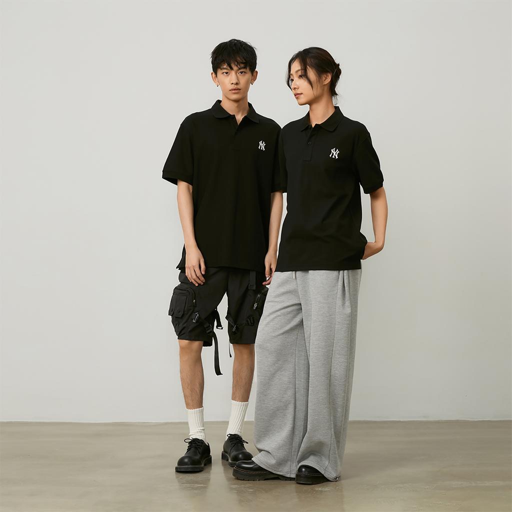 New MLB New York Yankees MLB Basic Logo SS24 Polo Shirt Unisex Black 3APQB0143-50BKS