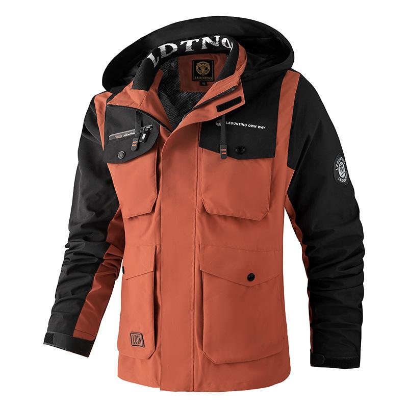Men's Hooded Military Jacket Casual Windbreaker Bomber Lightweight Jackets Hoodies Coat with Multi Pockets Zip Front Cargo Army Windbreaker for Men