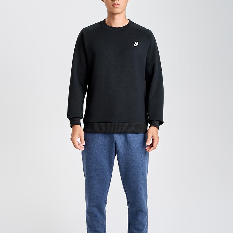 Asics Mens Running Reflective Night Vision Moisture Wicking Quick Dry Pullover Crewneck Sweatshirt Men sweatshirt Black 2031E859-001