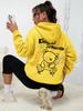 Graffiti Little Bear With Wings Print Hoodies Women Autumn Casual Hoodie Street Fashion Hoody Autumn Warm Fleece Pullover Female