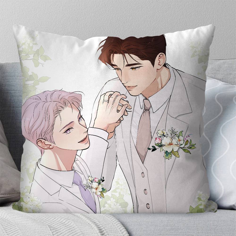 PPearl Boy Manga Pillow Case Fashion Square Pillowcase Bedroom Sofa Room Ins Decoration Leisure