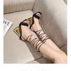 Women's Sexy Fashion Coarse Heel Versatile Open Toe Cross Strap High Heel Sandals