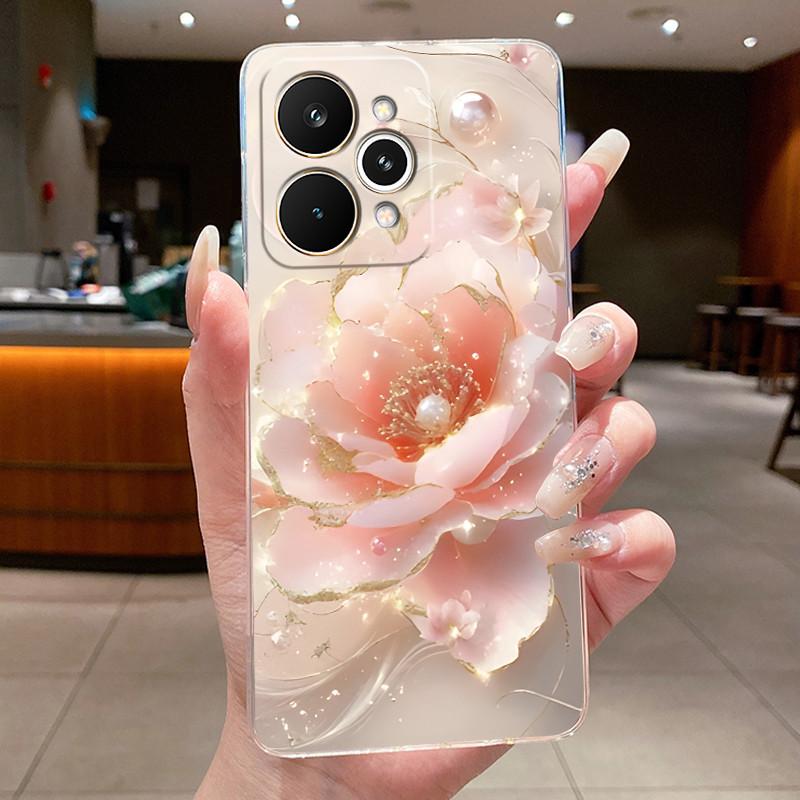 For Realme 15 Pro 15T 5G Elegant Flower Butterfly Bow Phone Funda Cover RMX5106 RMX5101 Soft Silicone Transparent TPU Jelly Case