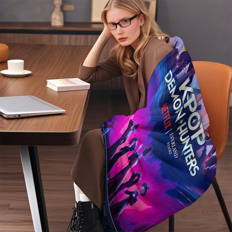 K-Pop-Dämonenjäger Decke Heißer Anime Flanell Überwurfdecke Winter Warme Decke für Wohnzimmer Sofa Bettbezug Fan Geschenk Decke