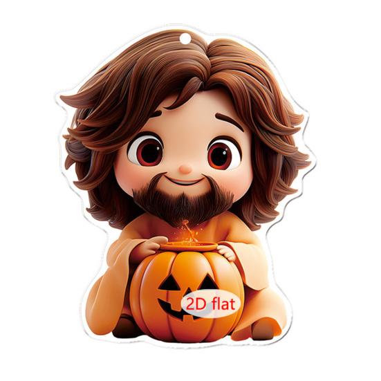 Car Pendant Halloween Series 2D Doll Charm Ghosts Pumpkins Skeletons Festive Car Ornament Auto Rearview Mirror Decoration