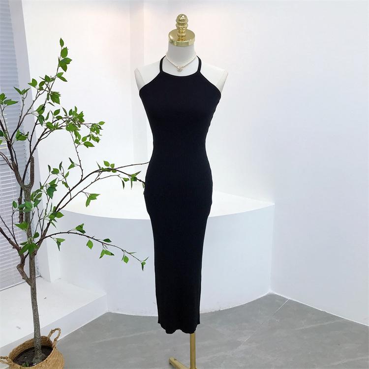 Autumn Desire Retro Lace-Up Backless Halter Dress Small