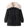 Lamb Wool Big Lapel Horn Buckle Waist-closing Tooling Plus Cashmere Girl New Thickening In Winter To Overcome