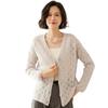 2024 Autumn/Winter Cashmere Cardigan: Button Closure, Leaf Openwork, Loose & Versatile Sweater.