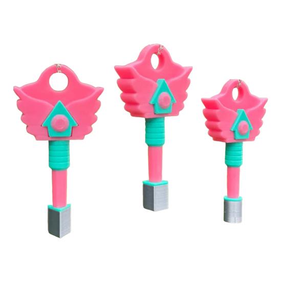 Hide And Seek Key Pendant Necklace Korean Folk Game Necklace Square Round Triangle Key Pendant Keychain for Fans