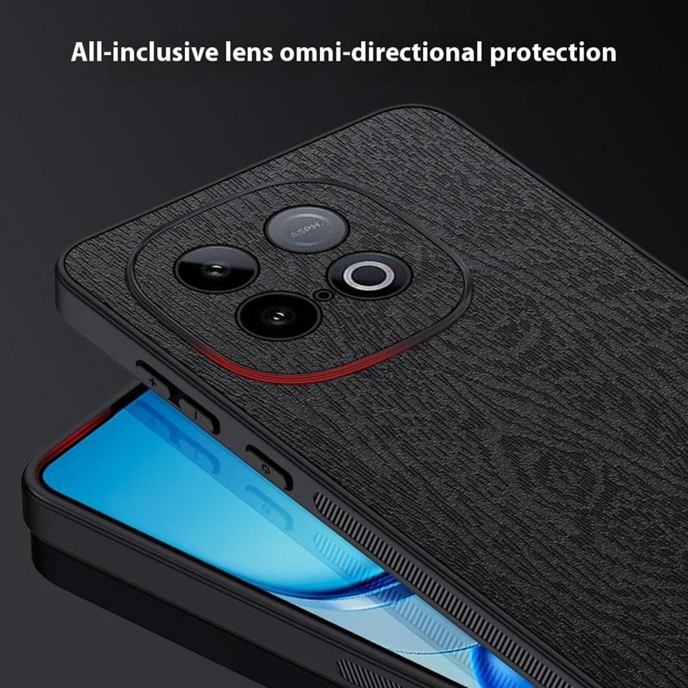 For Vivo iQOO Z10 Turbo 5G Case Wood Texture PU Leather Coated PC TPU Phone Cover