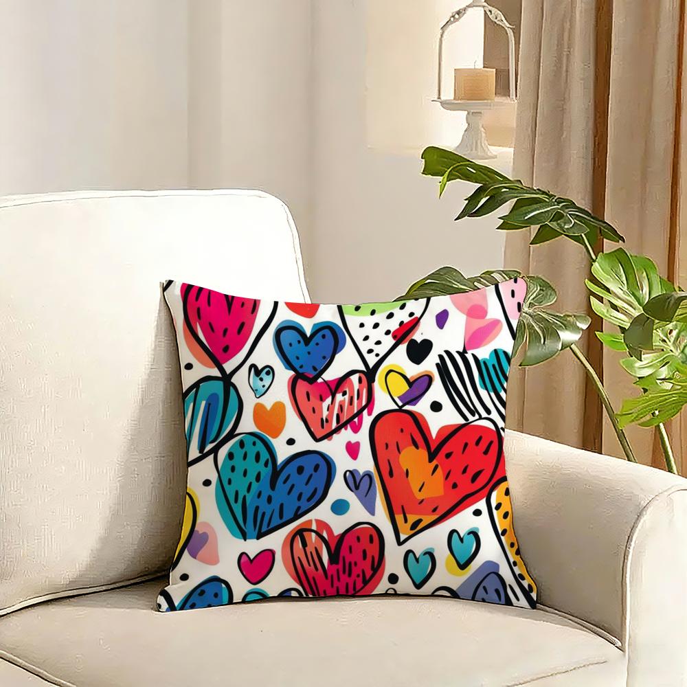 Lovely Heart of Love  My Beloved Cushion Cover Reversible Plush Pillow Cover Soft Fluffy  Home Decor for Sofa Bedroom