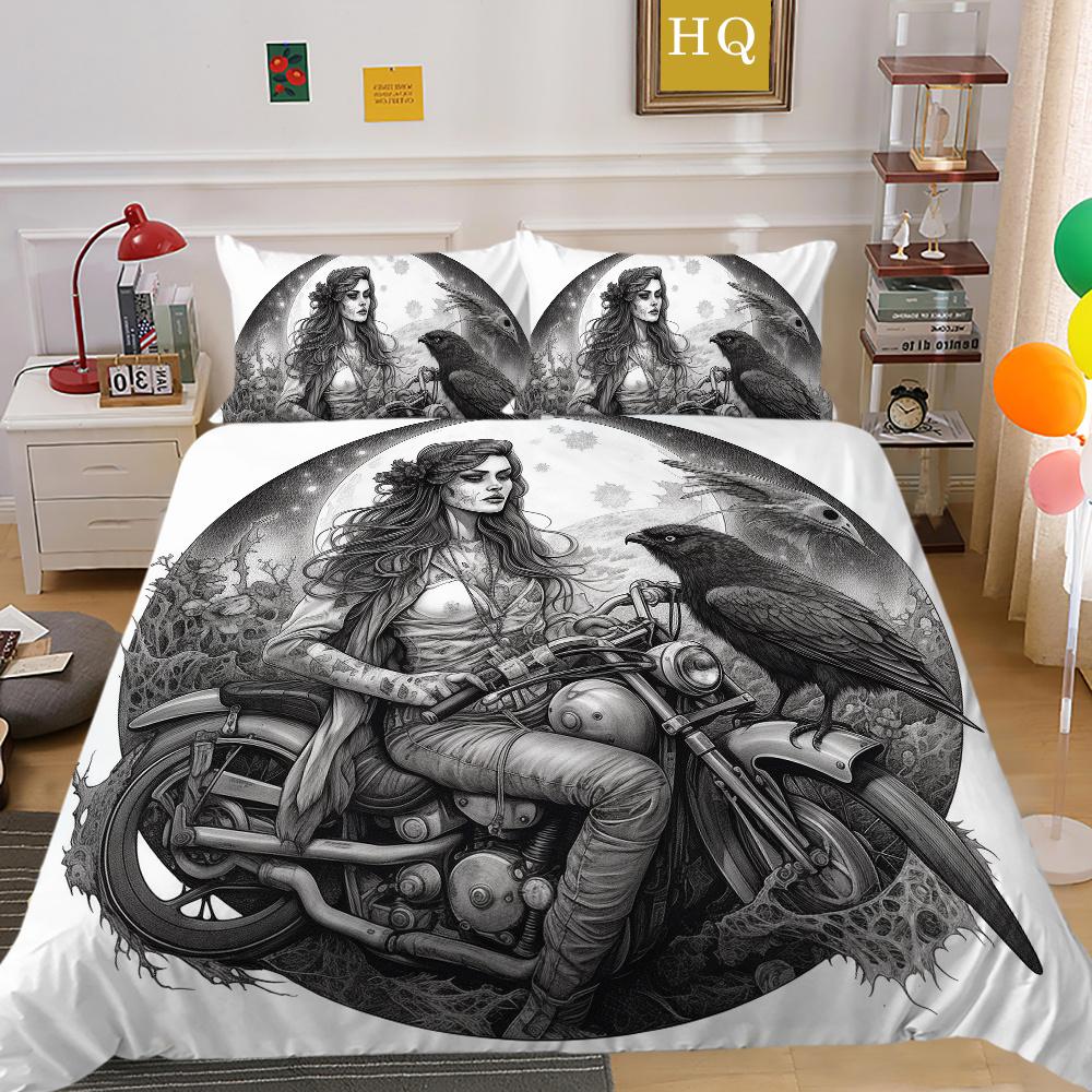 Beauty Skull bedrucktes Trösterbezug-Set, Doppelbettgröße, Mikrofaser-Tagesdecken, modische, hochwertige Heimtextilien