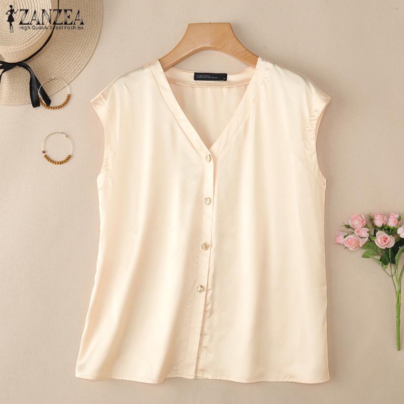 ZANZEA Women Summer V-Neck Sleeveless Loose Casual Tank Tops