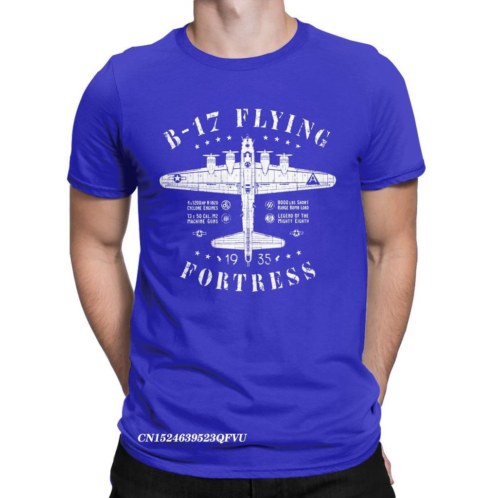 Funny B-17 Flying Fortress T-Shirts For Men Tops T Shirts Fighter Plane WW2 War Pilot Aircraft Airplane Tee Shirt Camisas