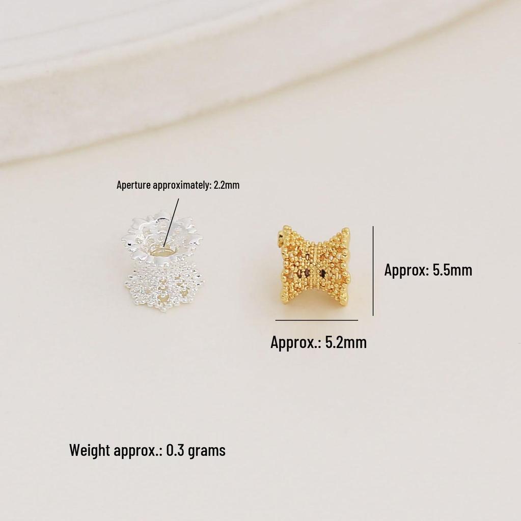 18k Gold-Filled Color-Preserving Hollow Waist Flower Spacer Beads for DIY Double-Sided Crystal Bracelet Jewelry