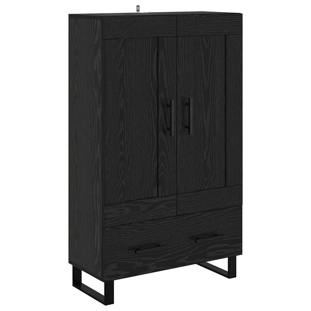 Highboard in Black Oak Look 69.5 x 31 x 115 cm Engineered Wood