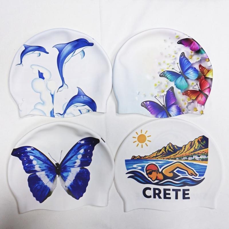 Digital Printing Silicone Swimming Cap for Women Men Swim Cap Custom for Kids Printed Swimming Hat белый