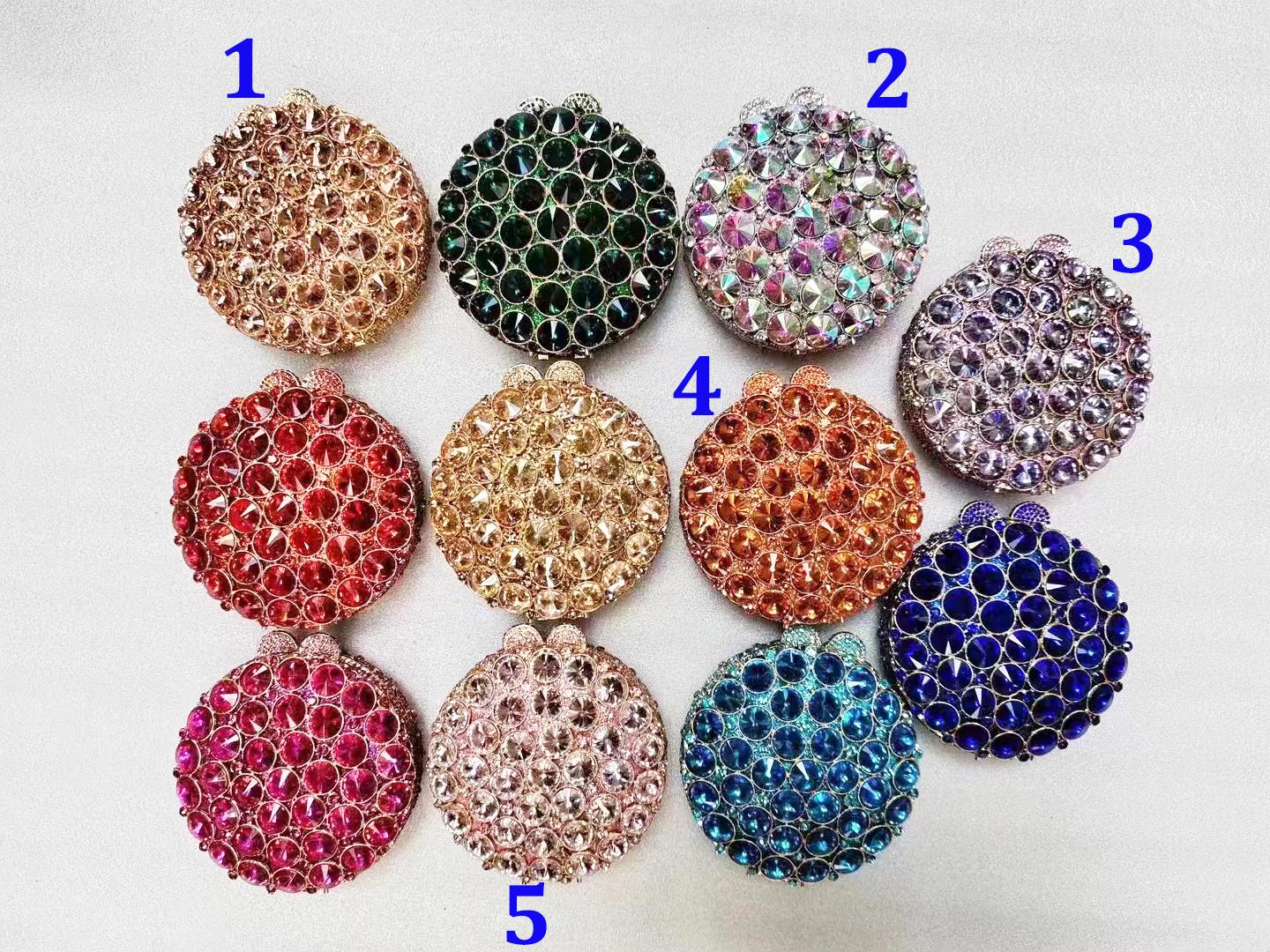 Big Blue/Silver Rhinestone round Crystal Clutch Bag Sparkling Women s Diamond Evening Purse Mini Wedding Party Prom Clutch 17cmX17cmX6cm